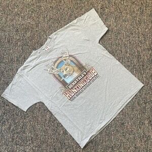 Mens Fruit of the Loom Denatale's Hunting Club Graphic T-Shirt Grey XL Buck